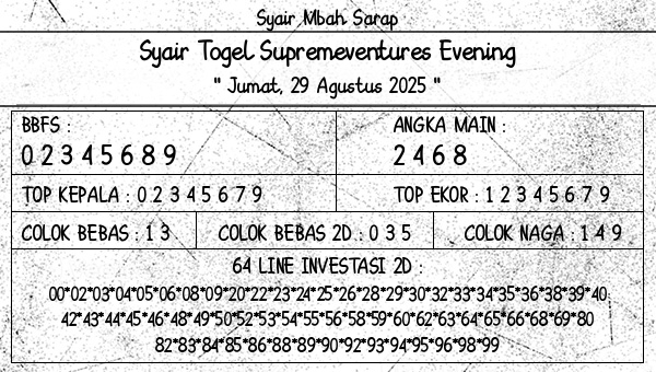 Syair Mbah Sarap - Syair Togel Supremeventures Evening