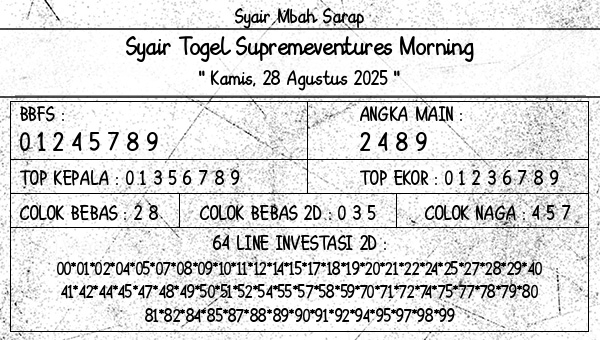 Syair Mbah Sarap - Syair Togel Supremeventures Morning