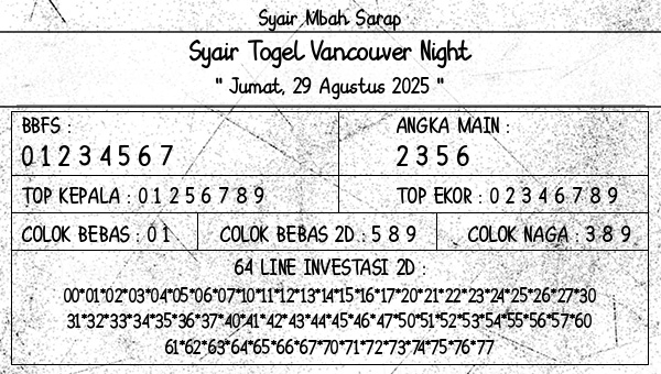 Syair Mbah Sarap - Syair Togel Vancouver Night