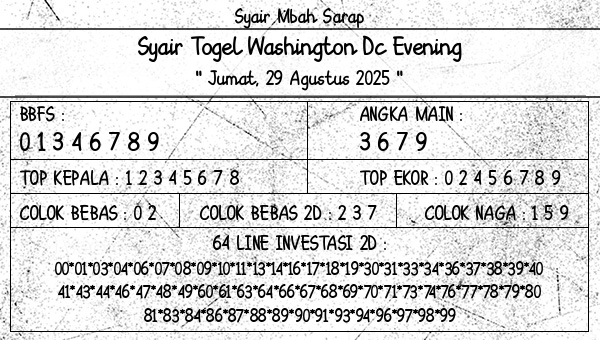 Syair Mbah Sarap - Syair Togel Washington Dc Evening