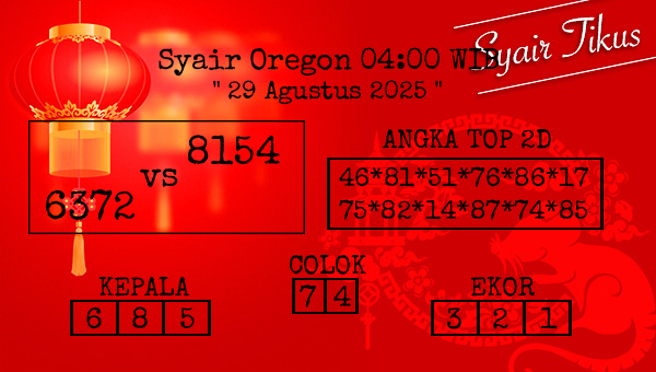  - Syair Oregon 04:00 WIB