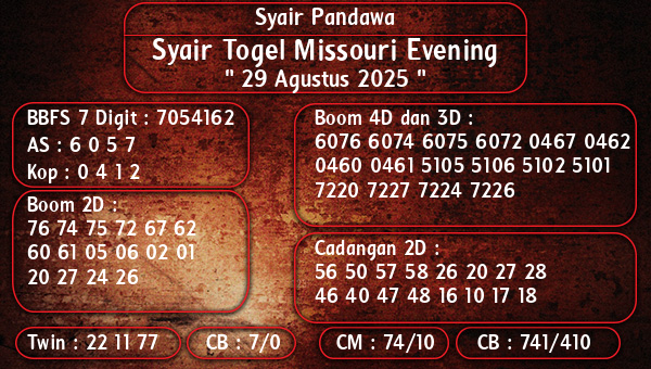 Syair Pandawa - Syair Togel Missouri Evening