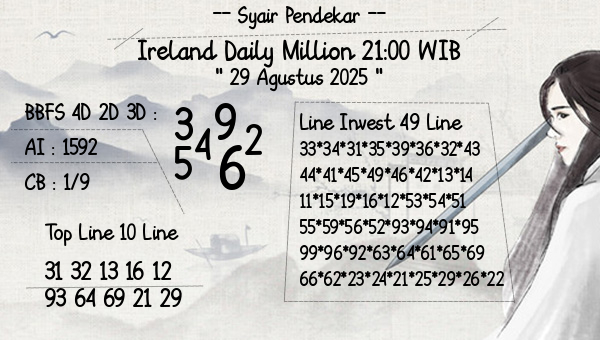 Syair Pendekar - Ireland Daily Million 21:00 WIB