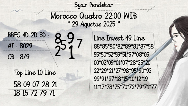 Syair Pendekar - Morocco Quatro 22:00 WIB