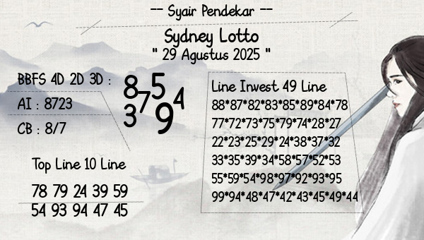 Syair Pendekar - Sydney Lotto