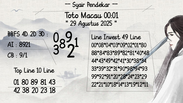 Syair Pendekar - Toto Macau 00:01