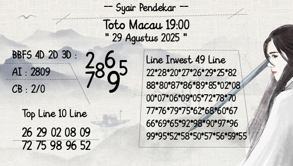 Syair Pendekar - Toto Macau 19:00