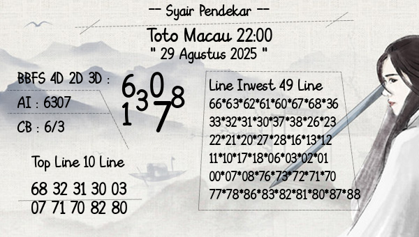 Syair Pendekar - Toto Macau 22:00