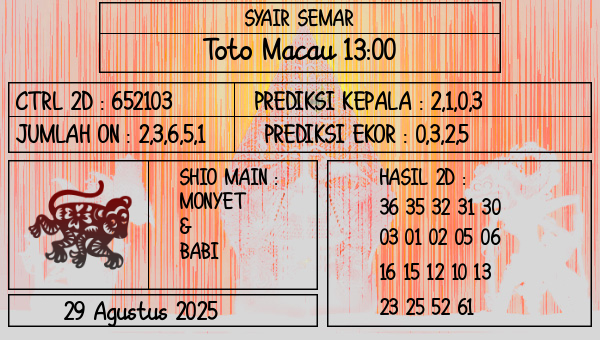 SYAIR SEMAR - Toto Macau 13:00
