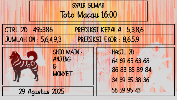 SYAIR SEMAR - Toto Macau 16:00