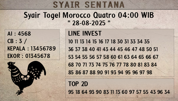  - Syair Togel Morocco Quatro 04:00 WIB