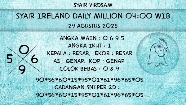 Syair Virdsam - Syair Ireland Daily Million 04:00 WIB