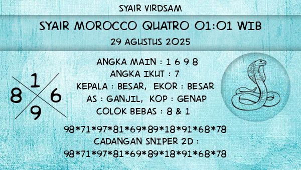 Syair Virdsam - Syair Morocco Quatro 01:01 WIB