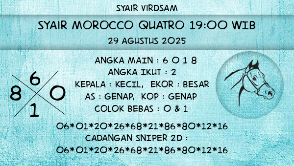 Syair Virdsam - Syair Morocco Quatro 19:00 WIB