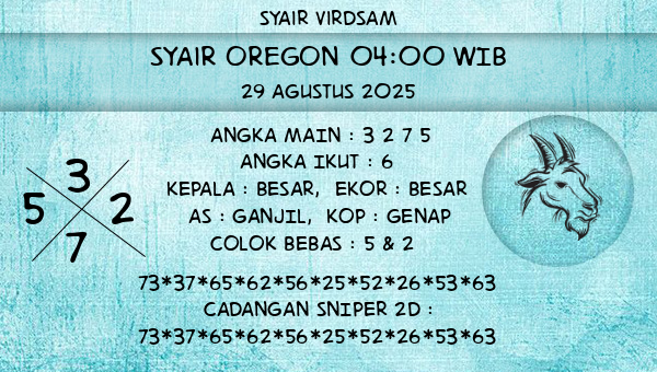 Syair Virdsam - Syair Oregon 04:00 WIB