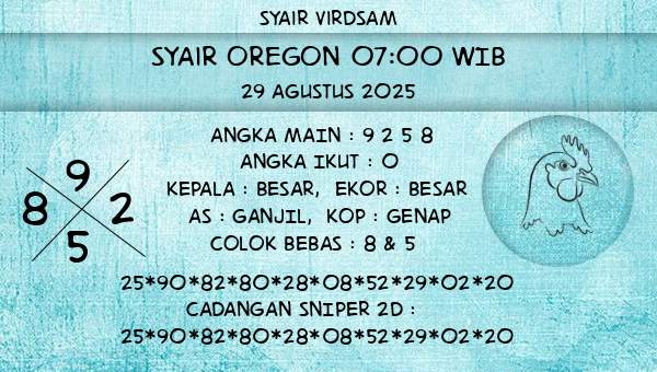 Syair Virdsam - Syair Oregon 07:00 WIB