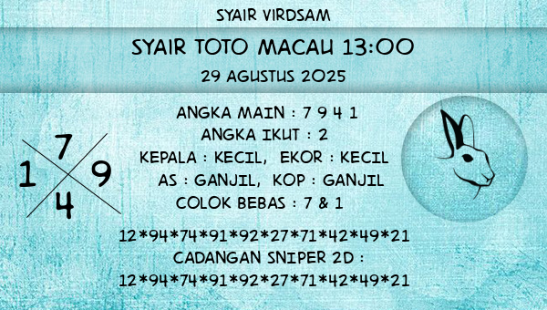 Syair Virdsam - Syair Toto Macau 13:00