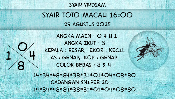 Syair Virdsam - Syair Toto Macau 16:00