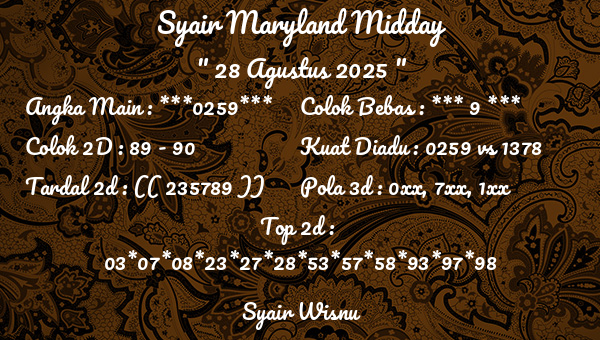 Syair Wisnu - Syair Maryland Midday
