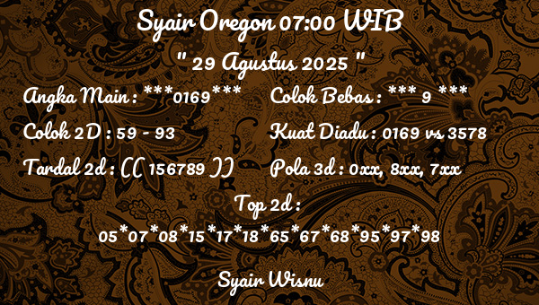 Syair Wisnu - Syair Oregon 07:00 WIB