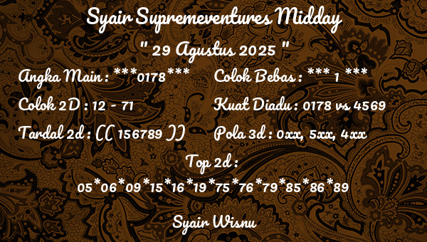 Syair Wisnu - Syair Supremeventures Midday