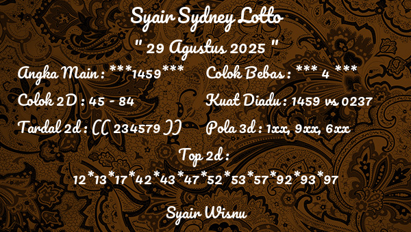Syair Wisnu - Syair Sydney Lotto