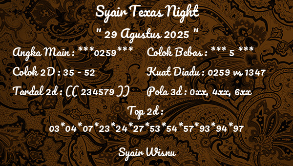 Syair Wisnu - Syair Texas Night
