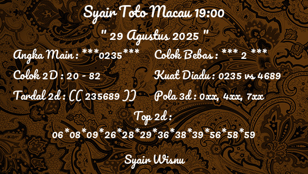 Syair Wisnu - Syair Toto Macau 19:00