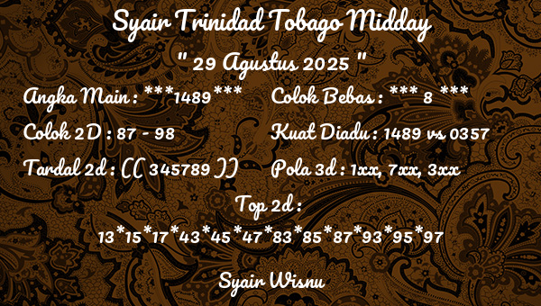 Syair Wisnu - Syair Trinidad Tobago Midday