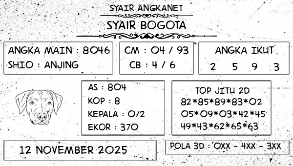 SYAIR ANGKANET - Syair Bogota