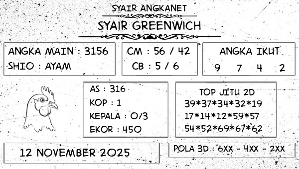SYAIR ANGKANET - Syair Greenwich