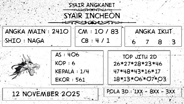 SYAIR ANGKANET - Syair Incheon