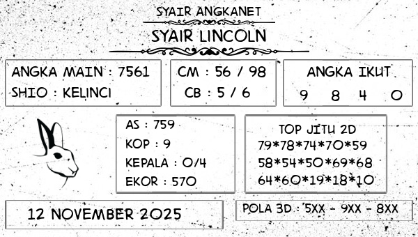SYAIR ANGKANET - Syair Lincoln
