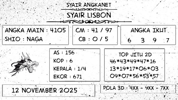 SYAIR ANGKANET - Syair Lisbon
