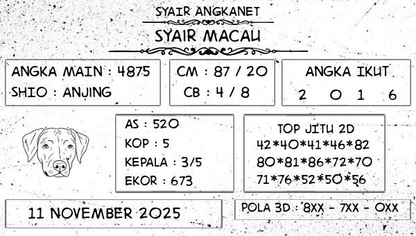 SYAIR ANGKANET - Syair Macau
