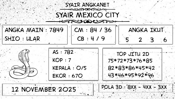 SYAIR ANGKANET - Syair Mexico City