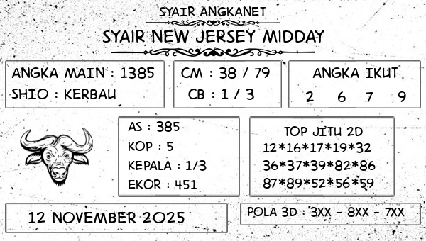 SYAIR ANGKANET - Syair New Jersey Midday