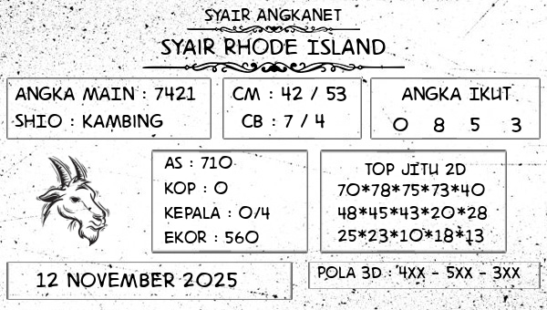 SYAIR ANGKANET - Syair Rhode Island