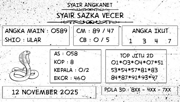 SYAIR ANGKANET - Syair Sazka Vecer