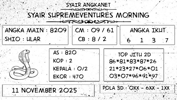SYAIR ANGKANET - Syair Supremeventures Morning