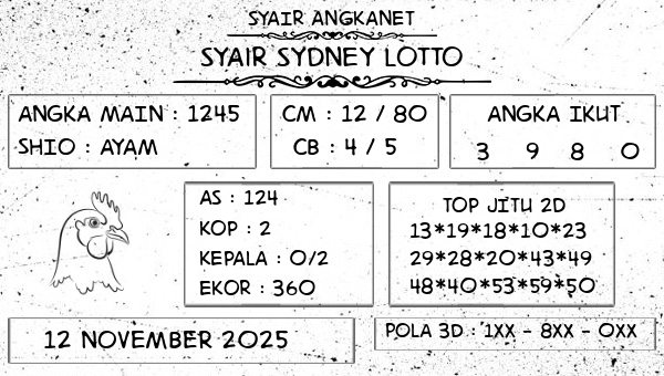 SYAIR ANGKANET - Syair Sydney Lotto