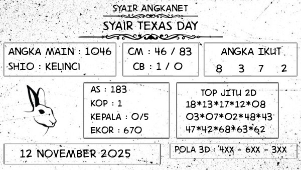 SYAIR ANGKANET - Syair Texas Day