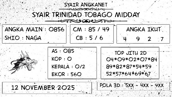 SYAIR ANGKANET - Syair Trinidad Tobago Midday