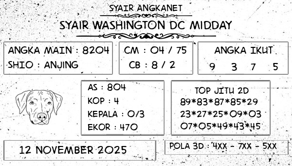 SYAIR ANGKANET - Syair Washington Dc Midday