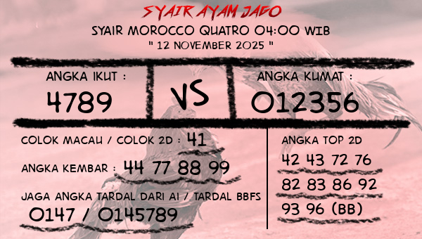  - Syair Morocco Quatro 04:00 WIB