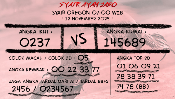  - Syair Oregon 07:00 WIB