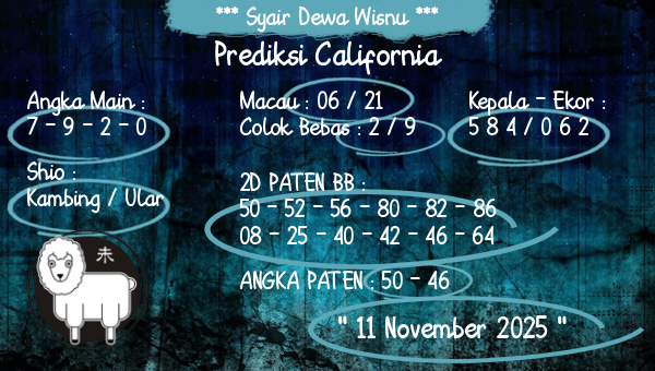Syair Dewa Wisnu - Prediksi California