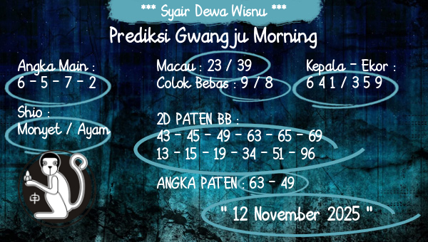 Syair Dewa Wisnu - Prediksi Gwangju Morning
