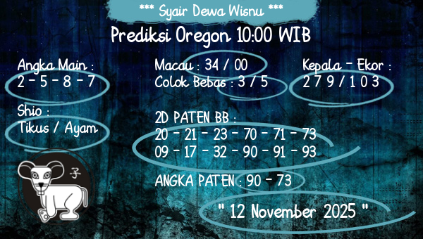 Syair Dewa Wisnu - Prediksi Oregon 10:00 WIB
