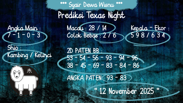 Syair Dewa Wisnu - Prediksi Texas Night